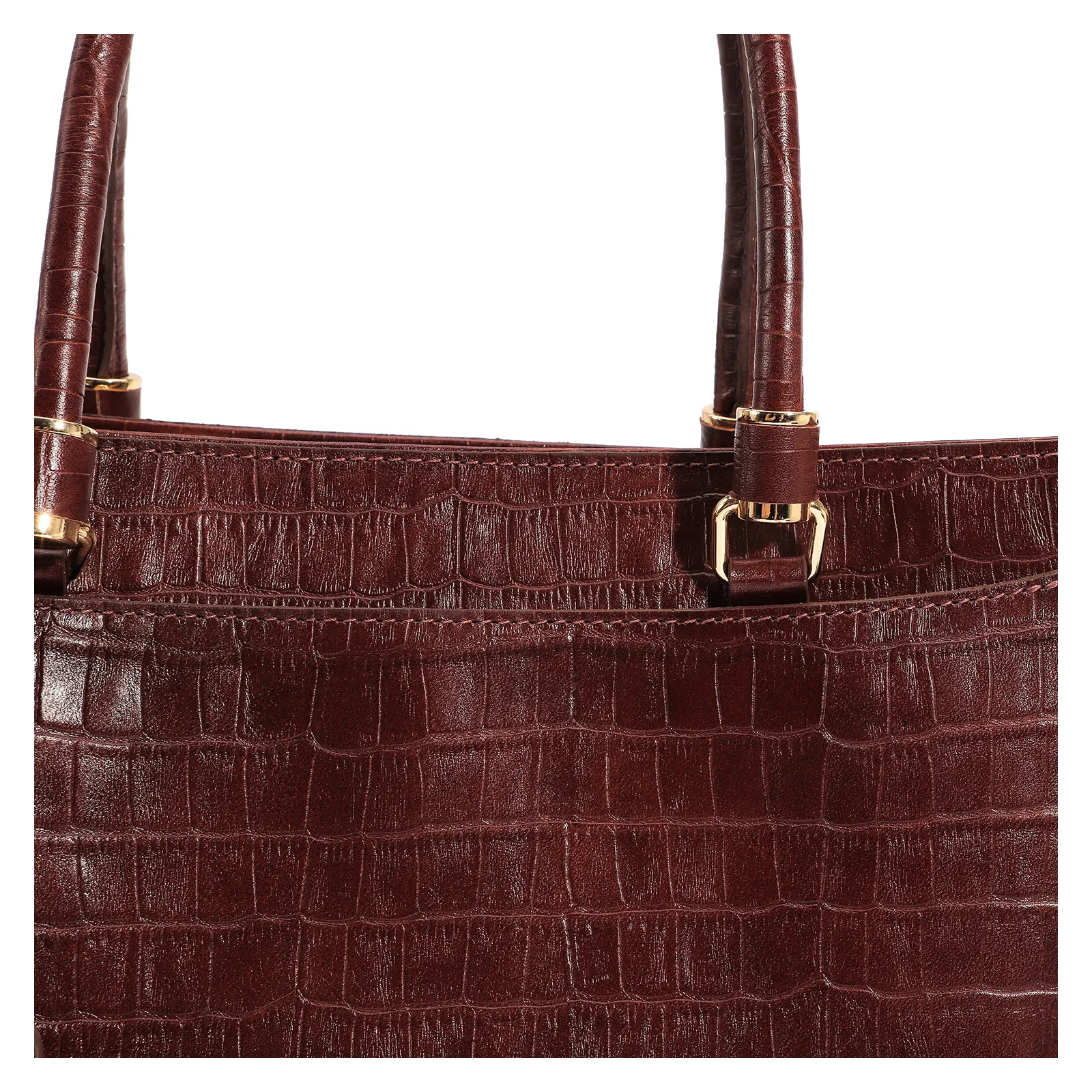Bolsa Tote Couro Croco Marrom
