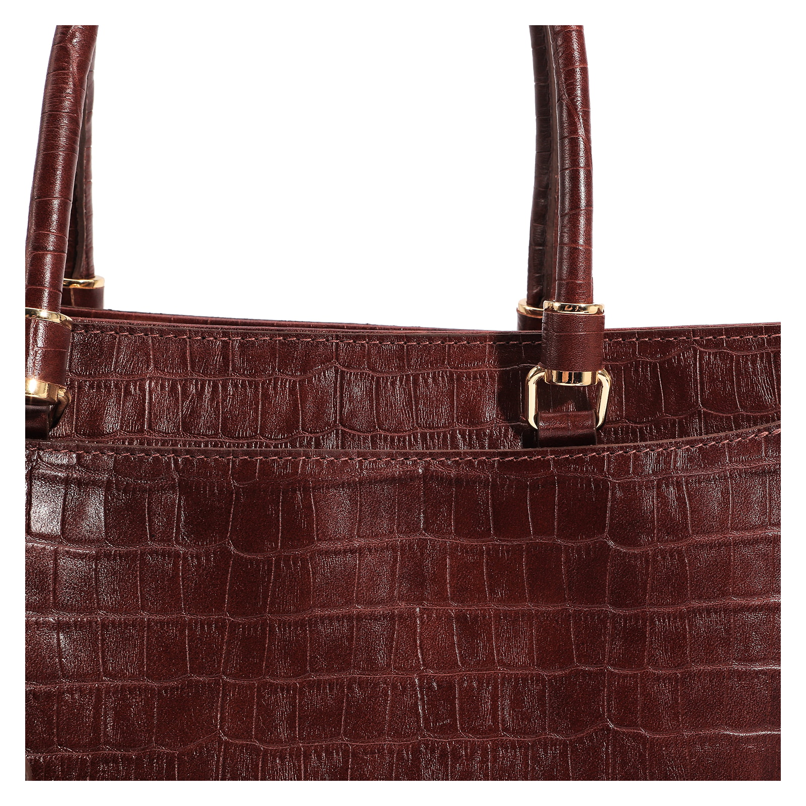 Bolsa Tote Couro Croco Marrom
