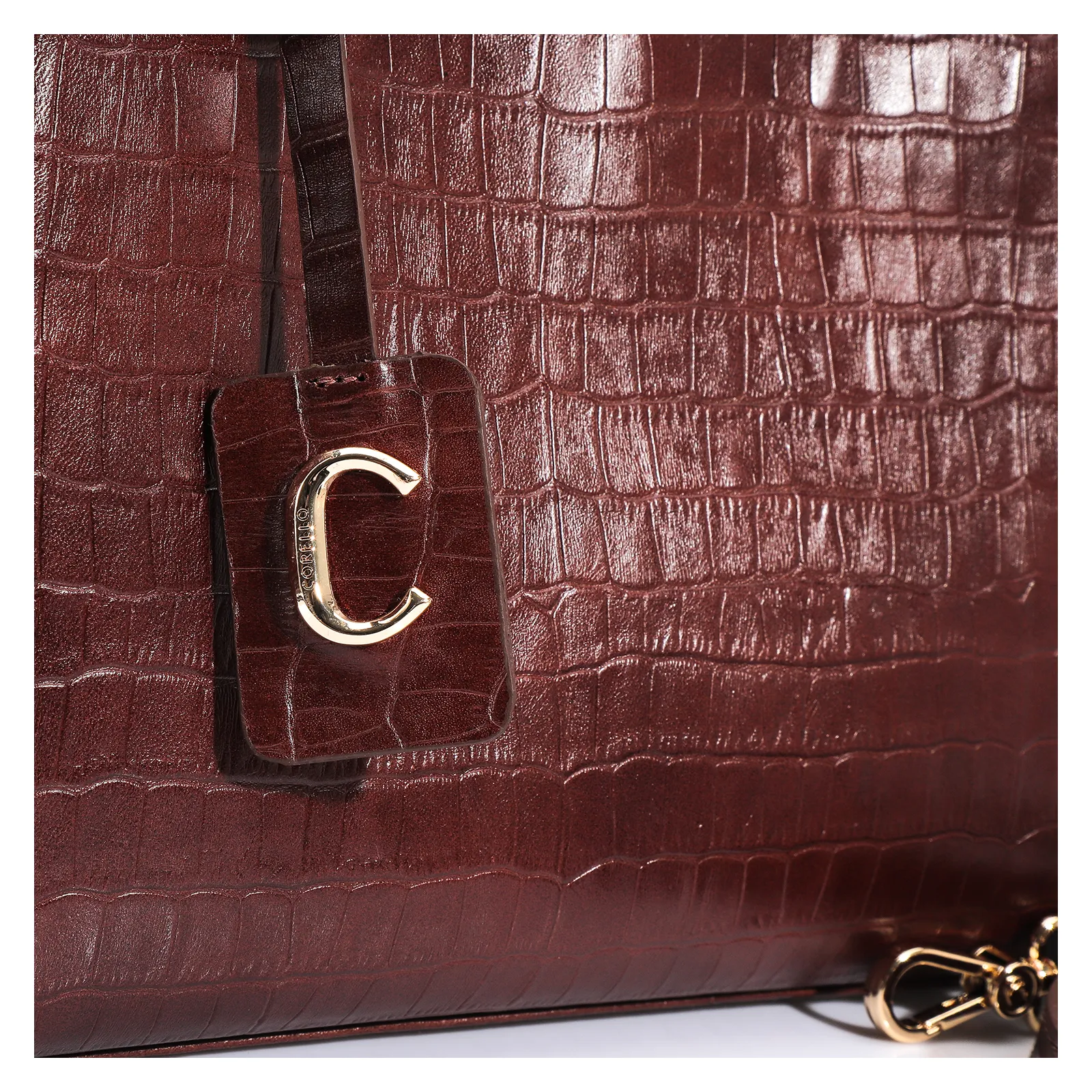Bolsa Tote Couro Croco Marrom