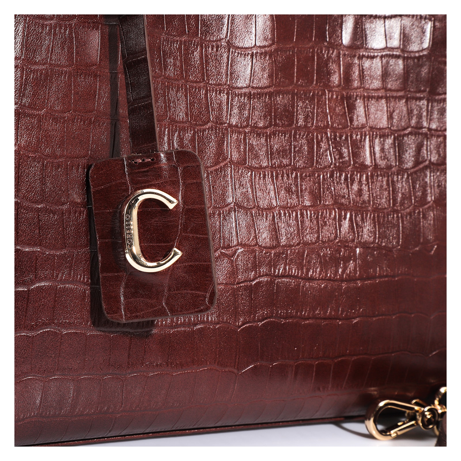 Bolsa Tote Couro Croco Marrom