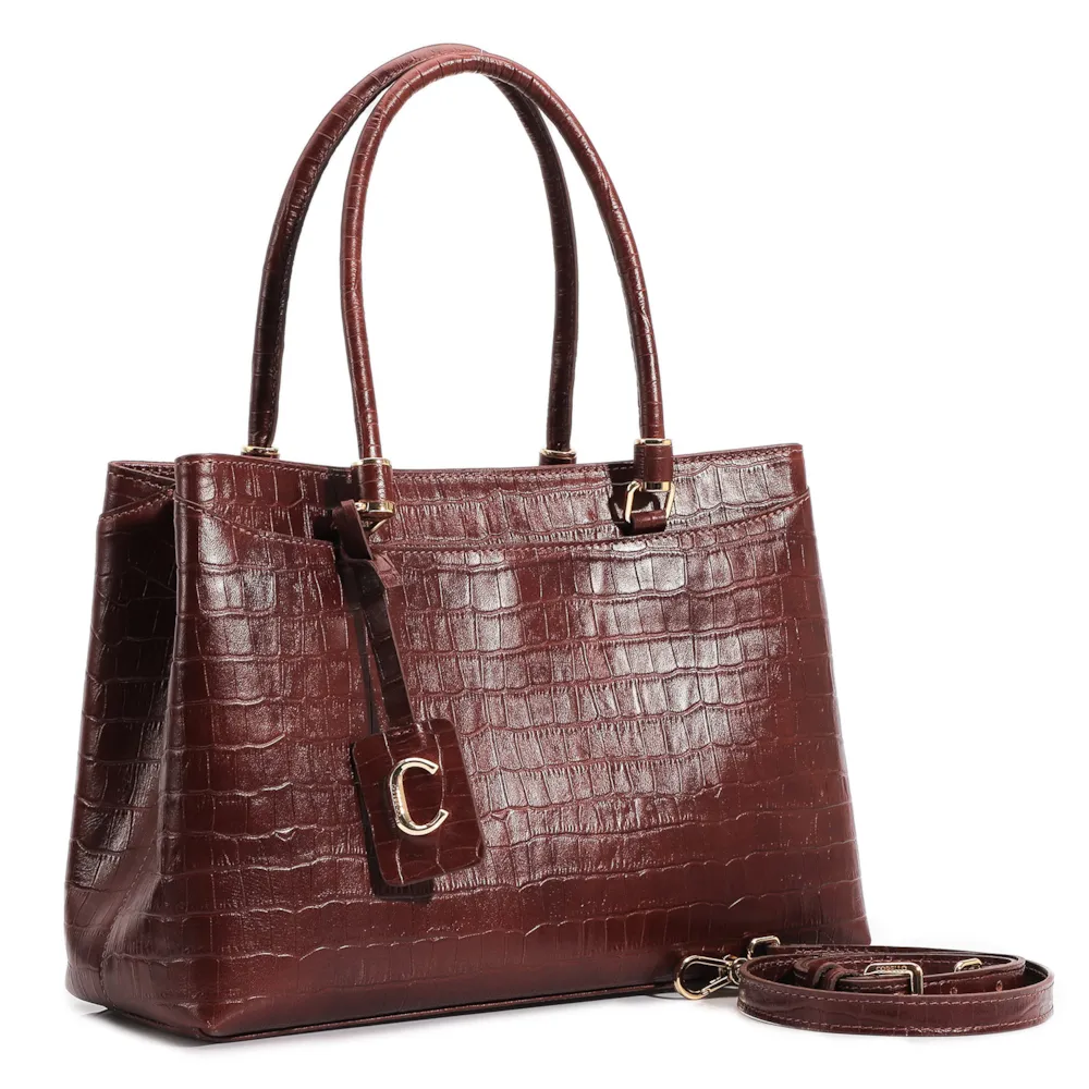 Bolsa Tote Couro Croco Marrom - imagem 2