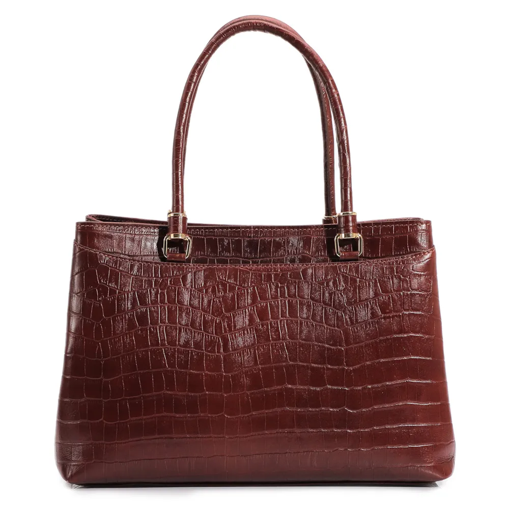 Bolsa Tote Couro Croco Marrom - imagem 3