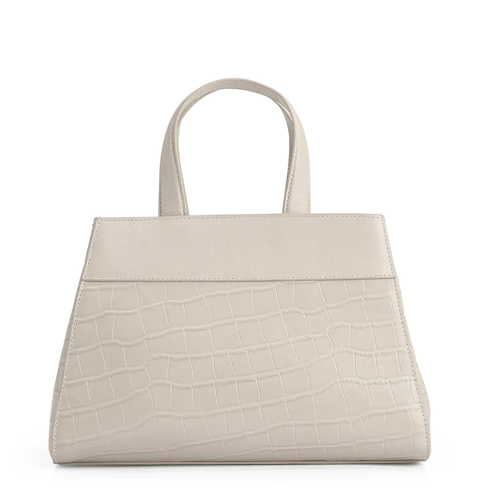 Bolsa Tote Couro Croco Off White - imagem 3