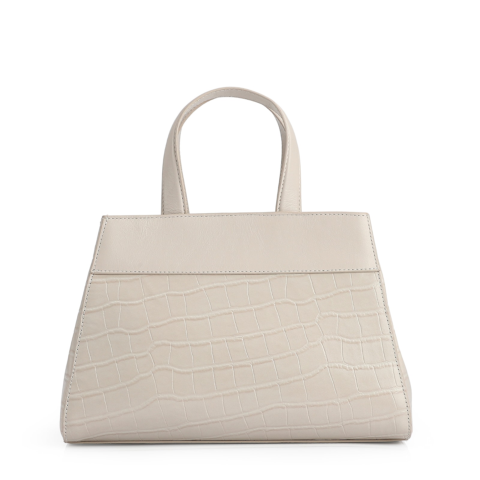 Bolsa Tote Couro Croco Off White
