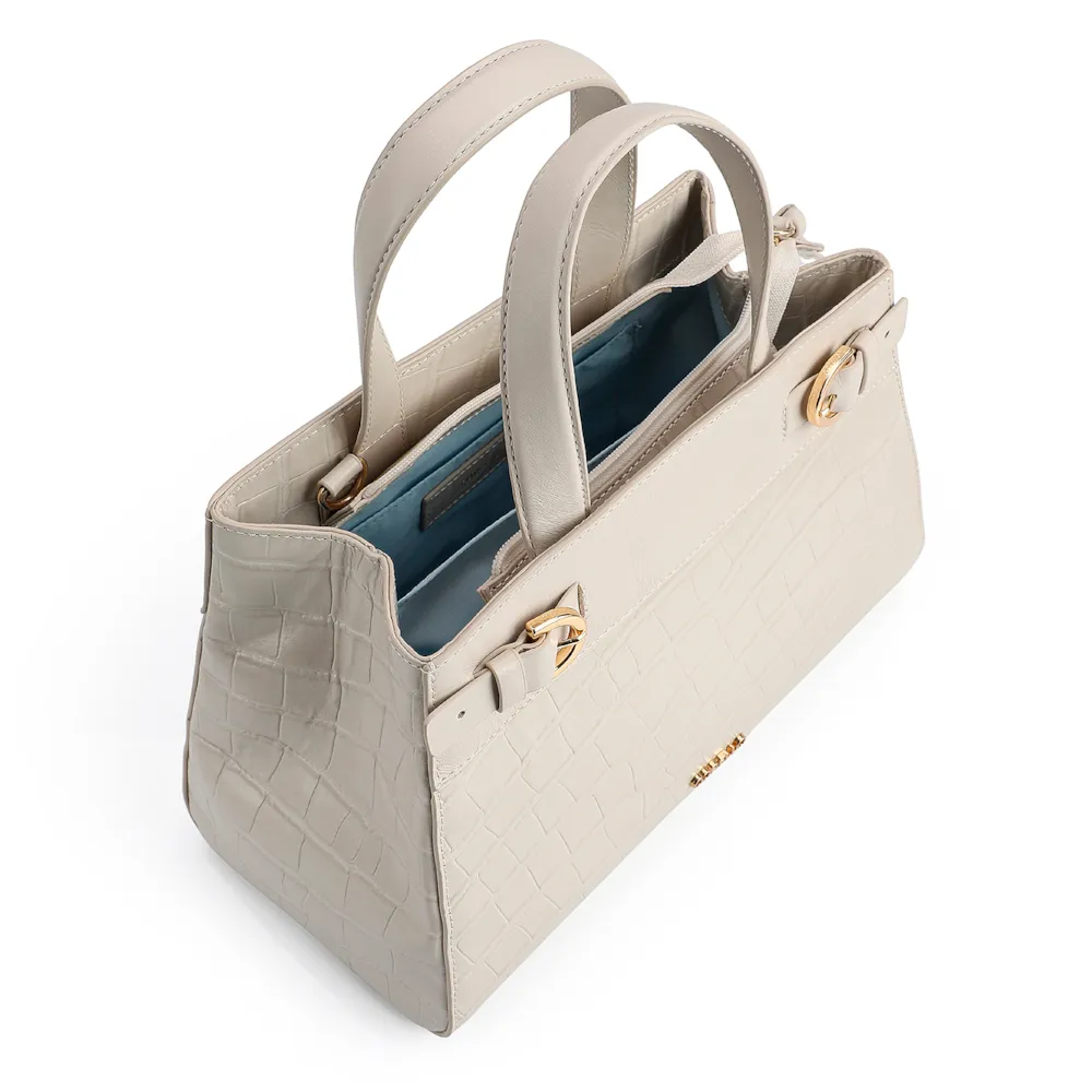 Bolsa Tote Couro Croco Off White - imagem 4