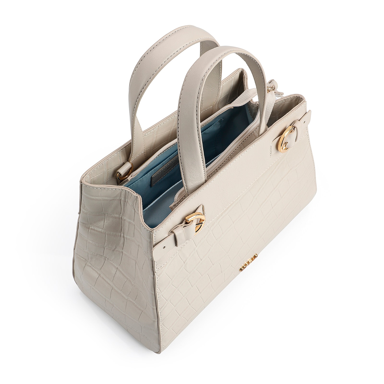 Bolsa Tote Couro Croco Off White