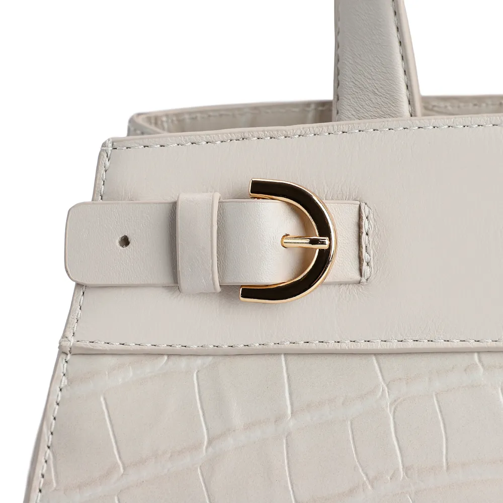 Bolsa Tote Couro Croco Off White - imagem 5