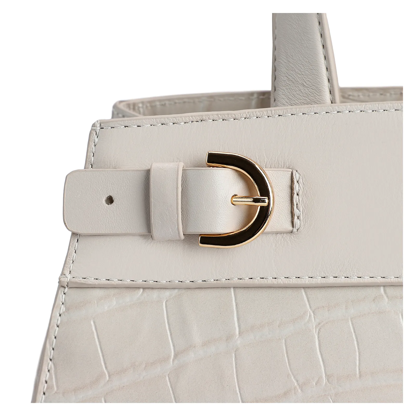 Bolsa Tote Couro Croco Off White