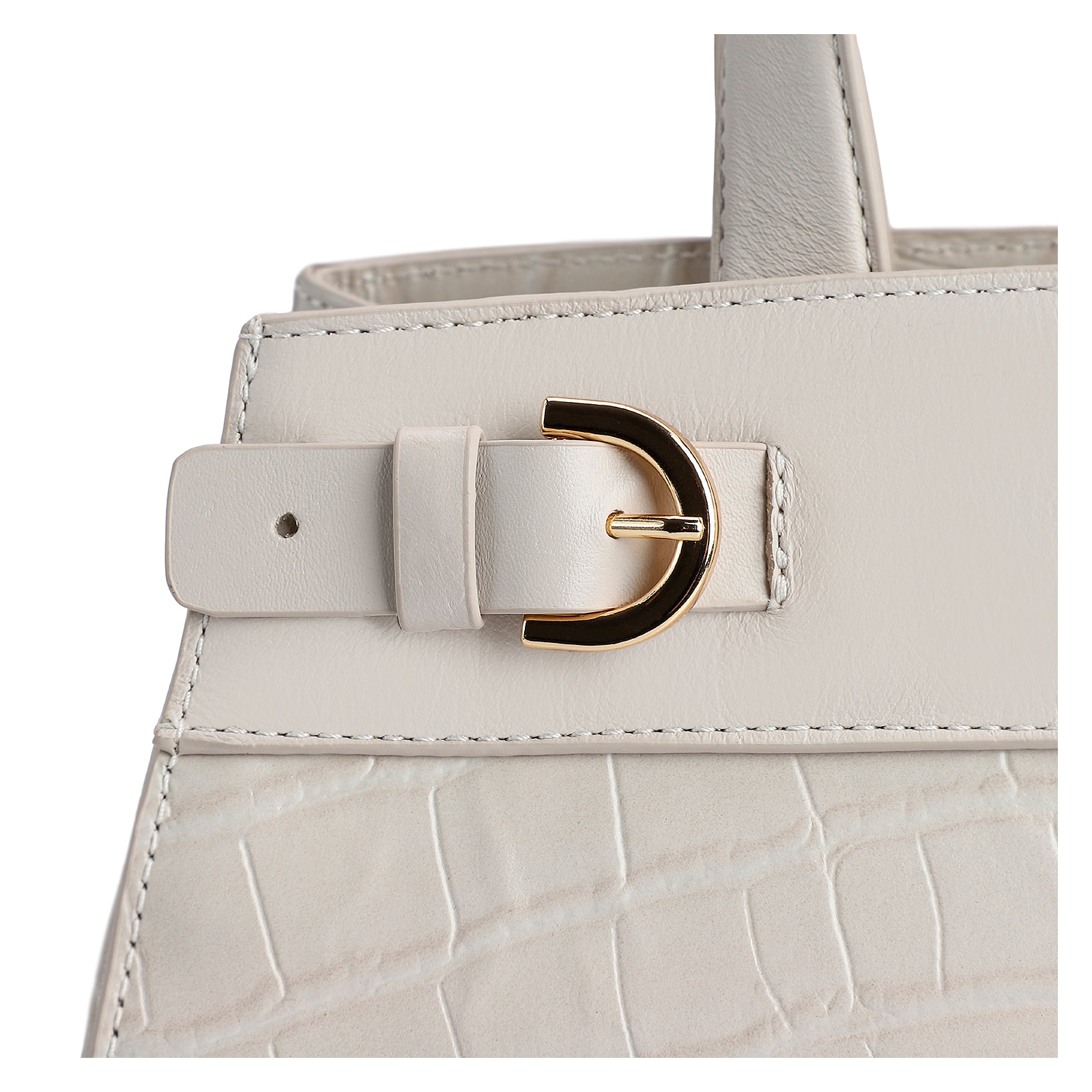 Bolsa Tote Couro Croco Off White