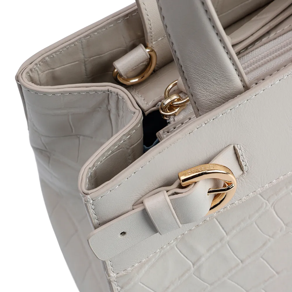 Bolsa Tote Couro Croco Off White - imagem 6