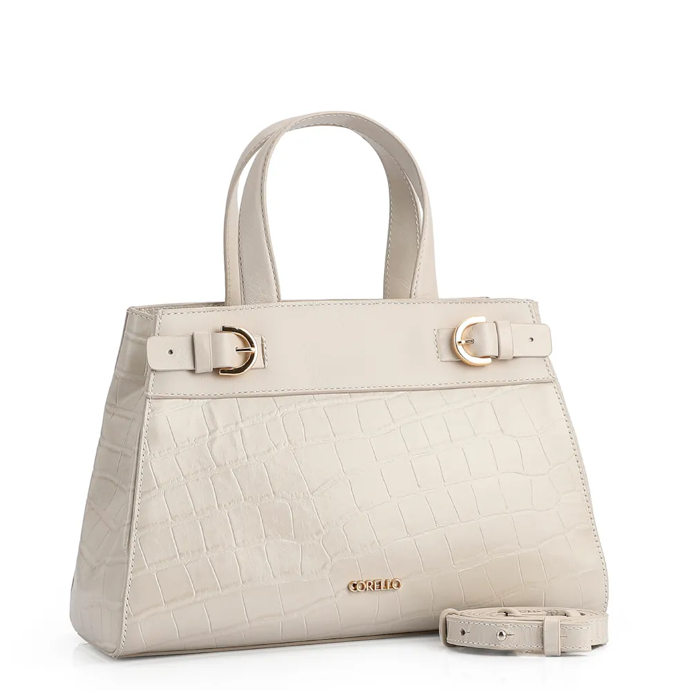 Bolsa Tote Couro Croco Off White - imagem 2