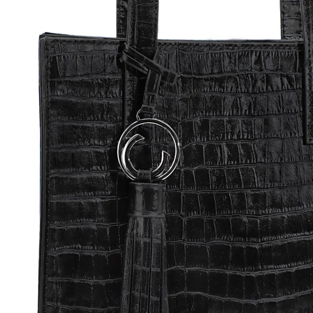 Bolsa Tote Couro Croco Preto - imagem 5