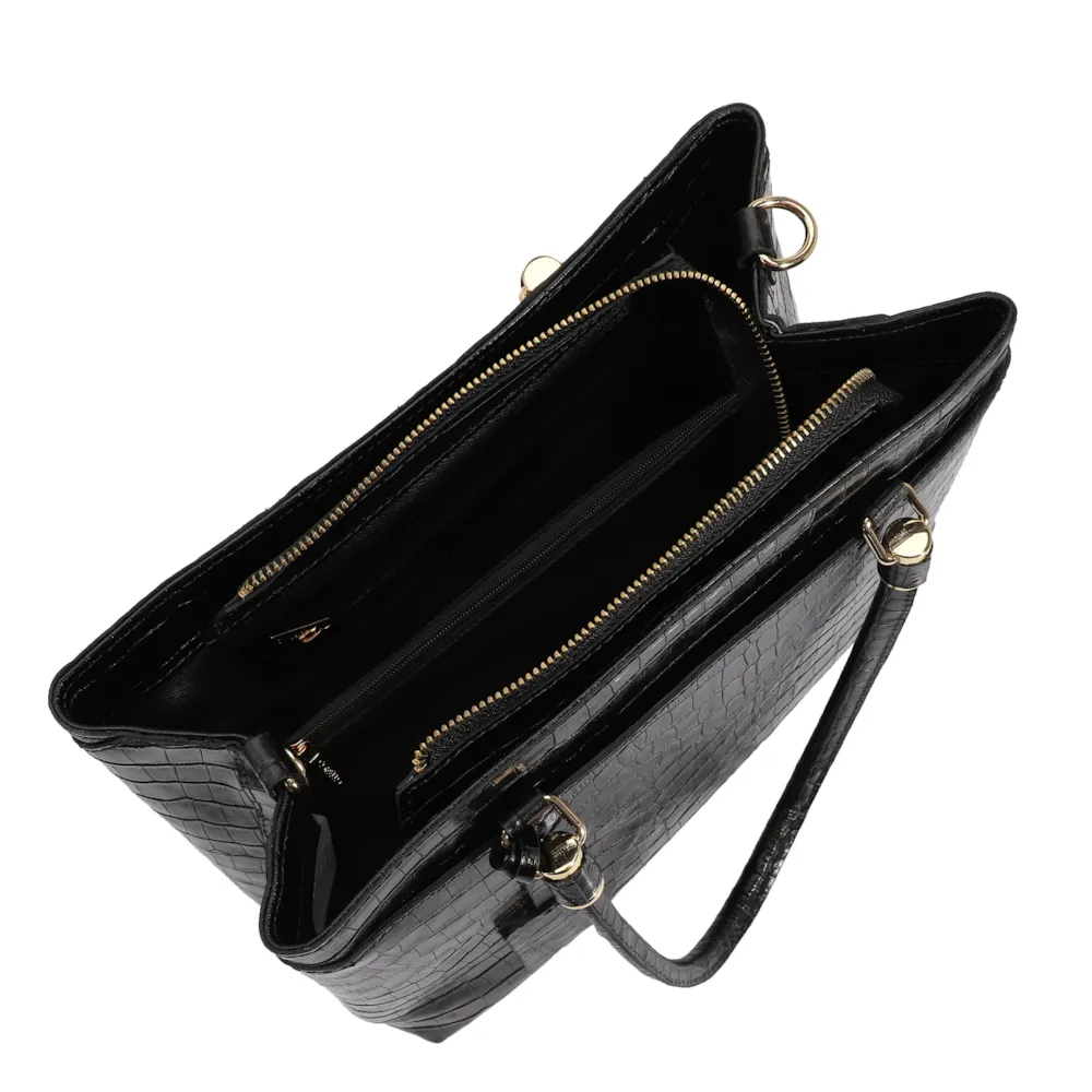 Bolsa Tote Couro Croco Preto - imagem 4