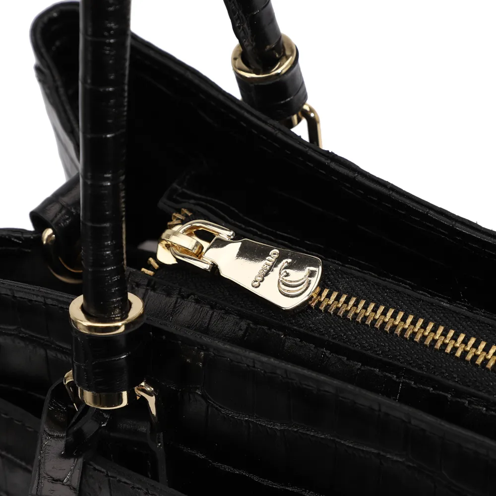 Bolsa Tote Couro Croco Preto - imagem 5