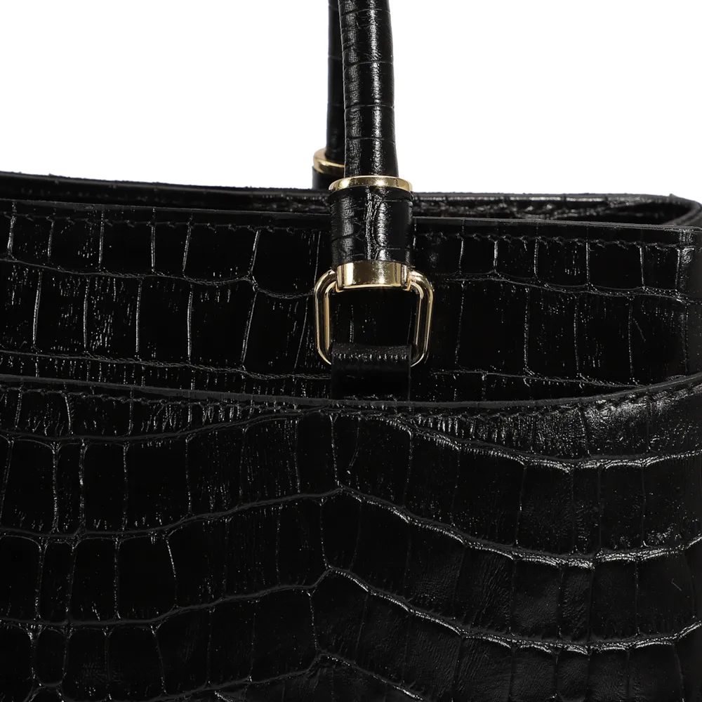 Bolsa Tote Couro Croco Preto - imagem 6