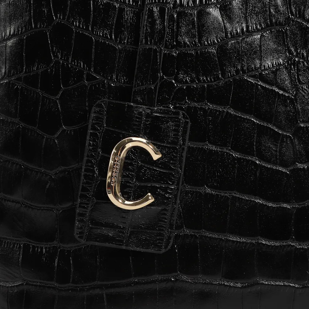 Bolsa Tote Couro Croco Preto - imagem 7