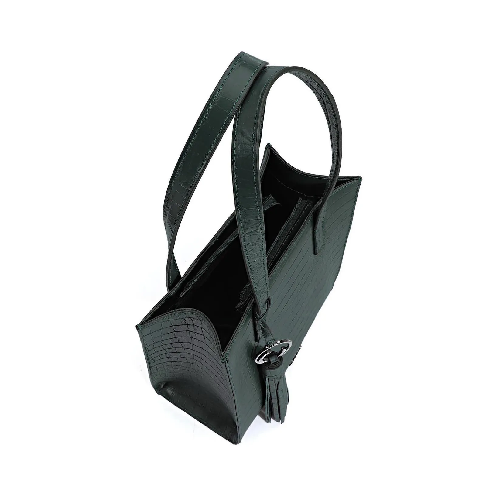Bolsa Tote Couro Croco Verde