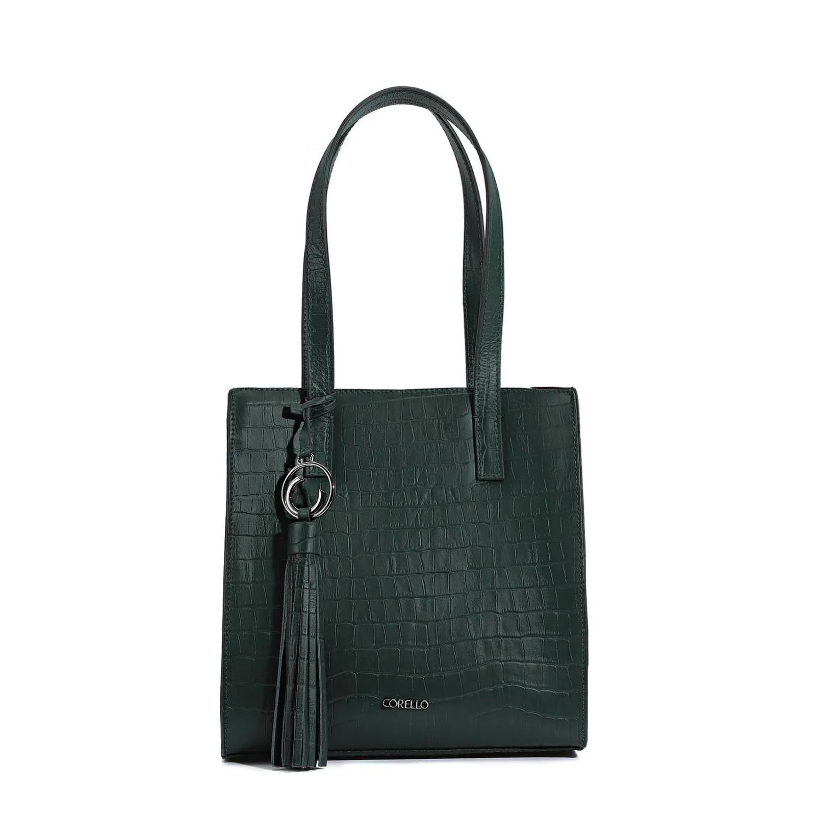 Bolsa Tote Couro Croco Verde
