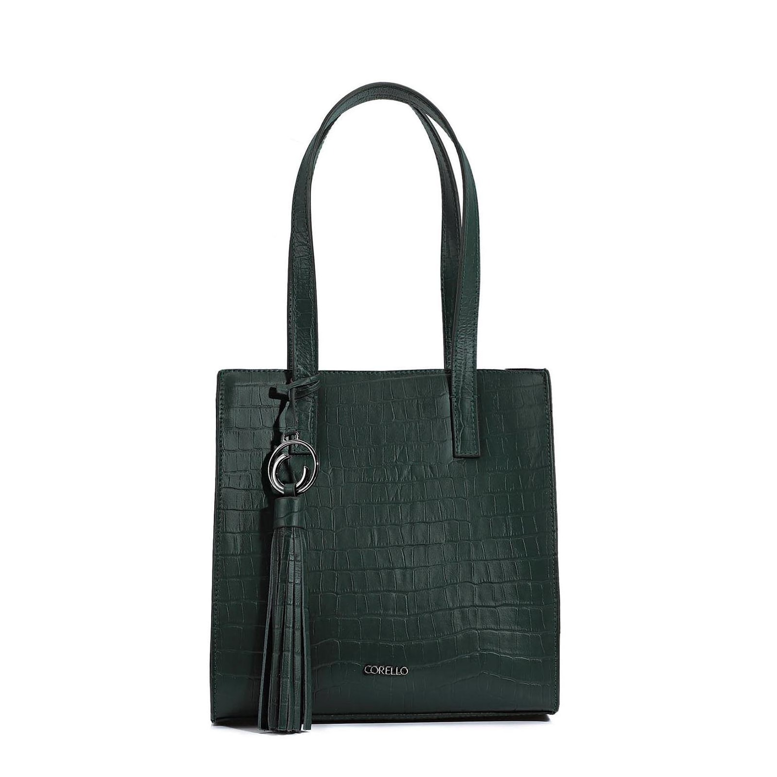 Bolsa Tote Couro Croco Verde