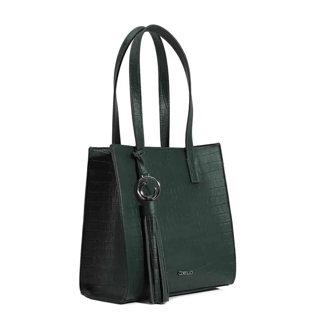 Bolsa Tote Couro Croco Verde - imagem 2