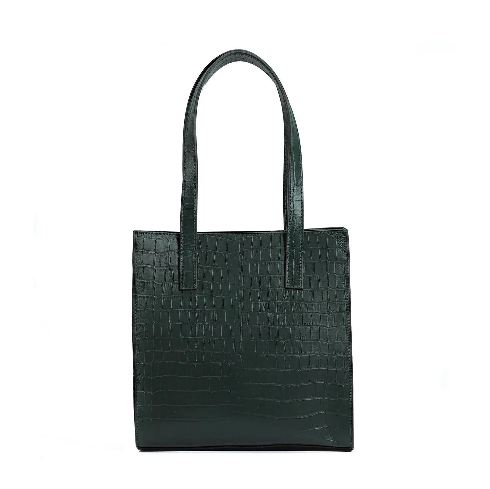 Bolsa Tote Couro Croco Verde