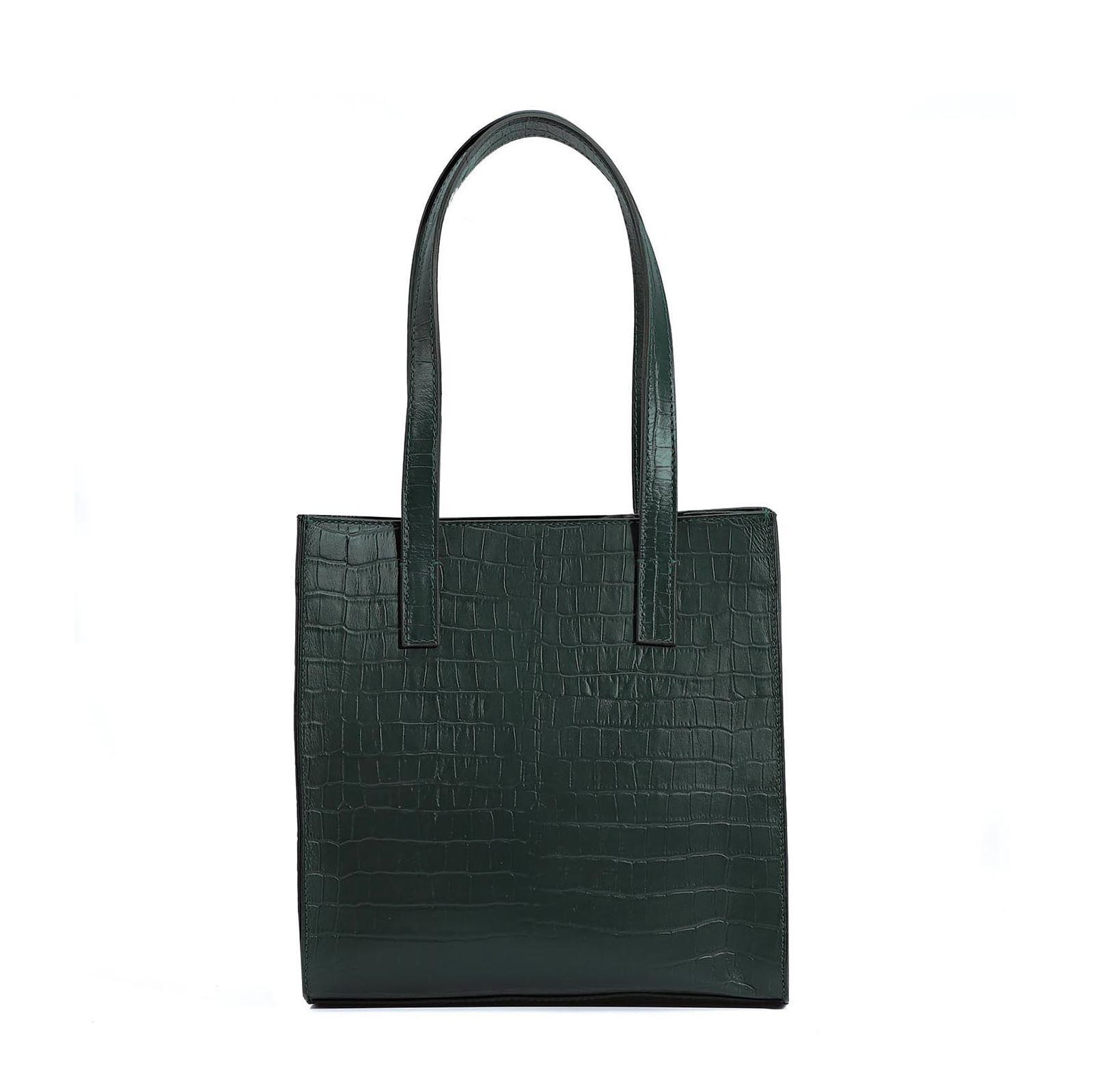 Bolsa Tote Couro Croco Verde