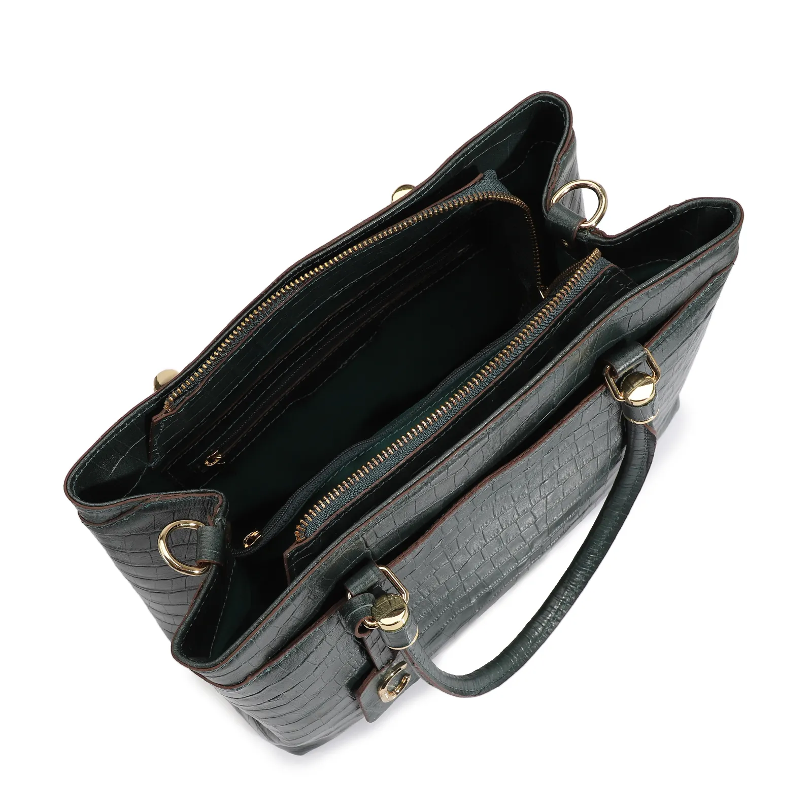 Bolsa Tote Couro Croco Verde