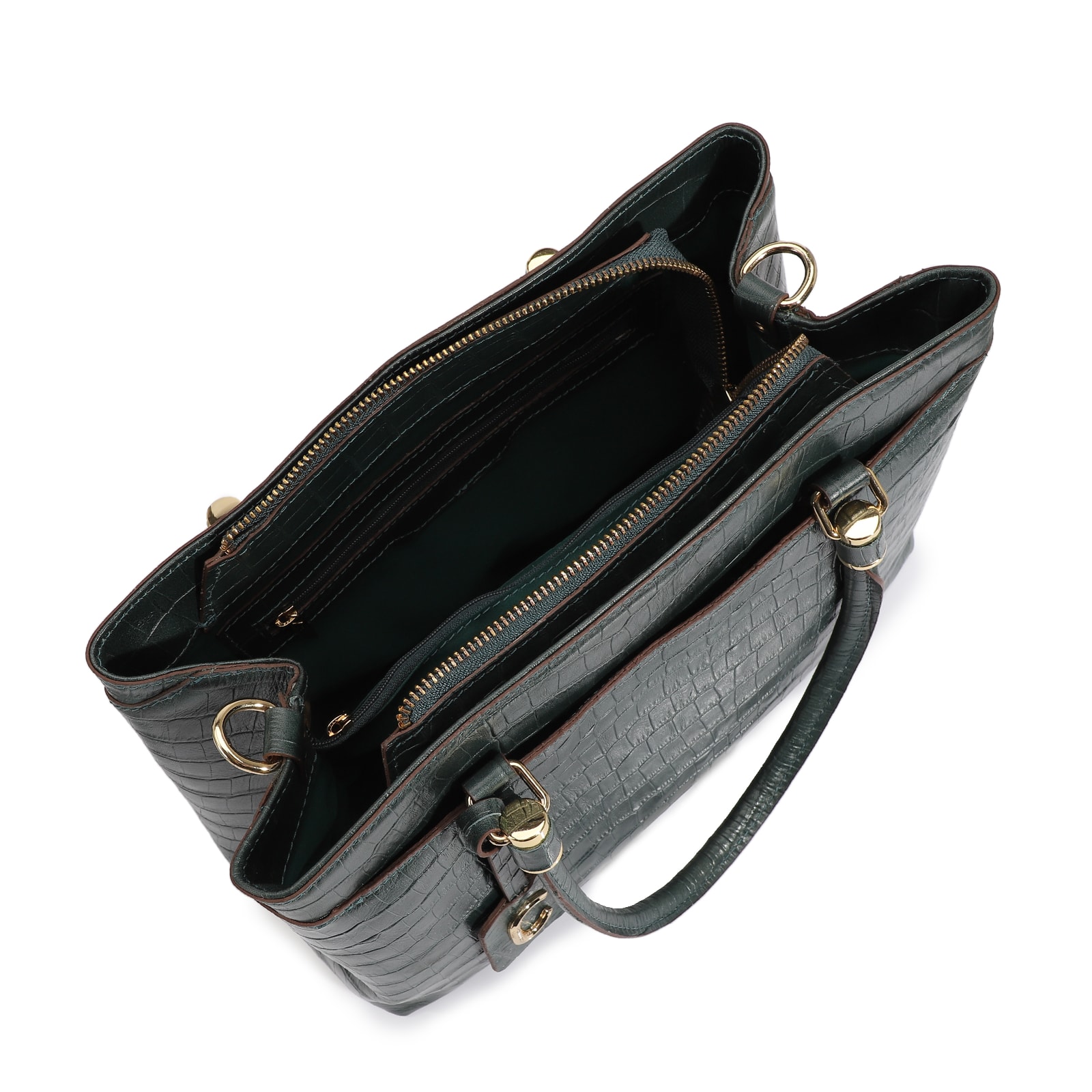 Bolsa Tote Couro Croco Verde