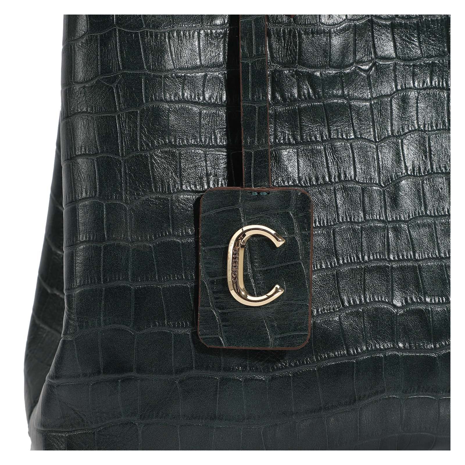 Bolsa Tote Couro Croco Verde