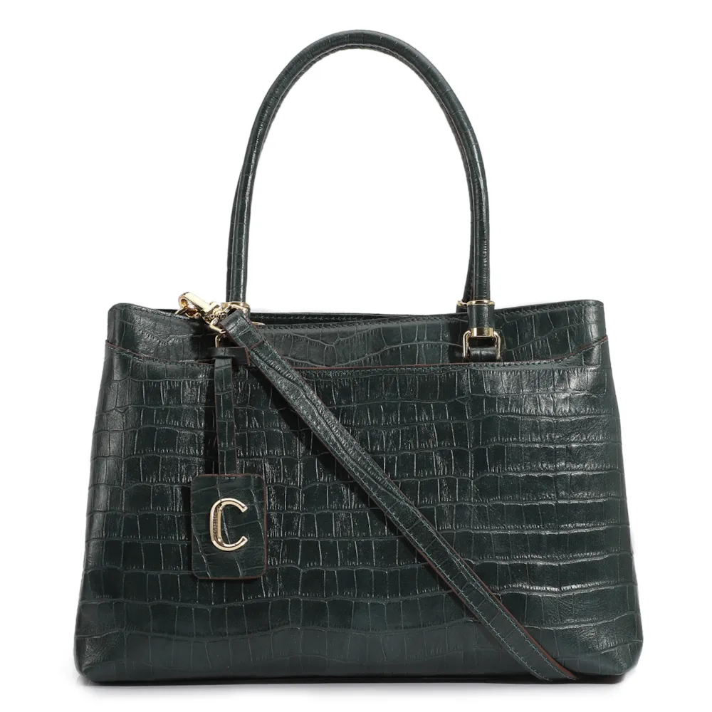Bolsa Tote Couro Croco Verde
