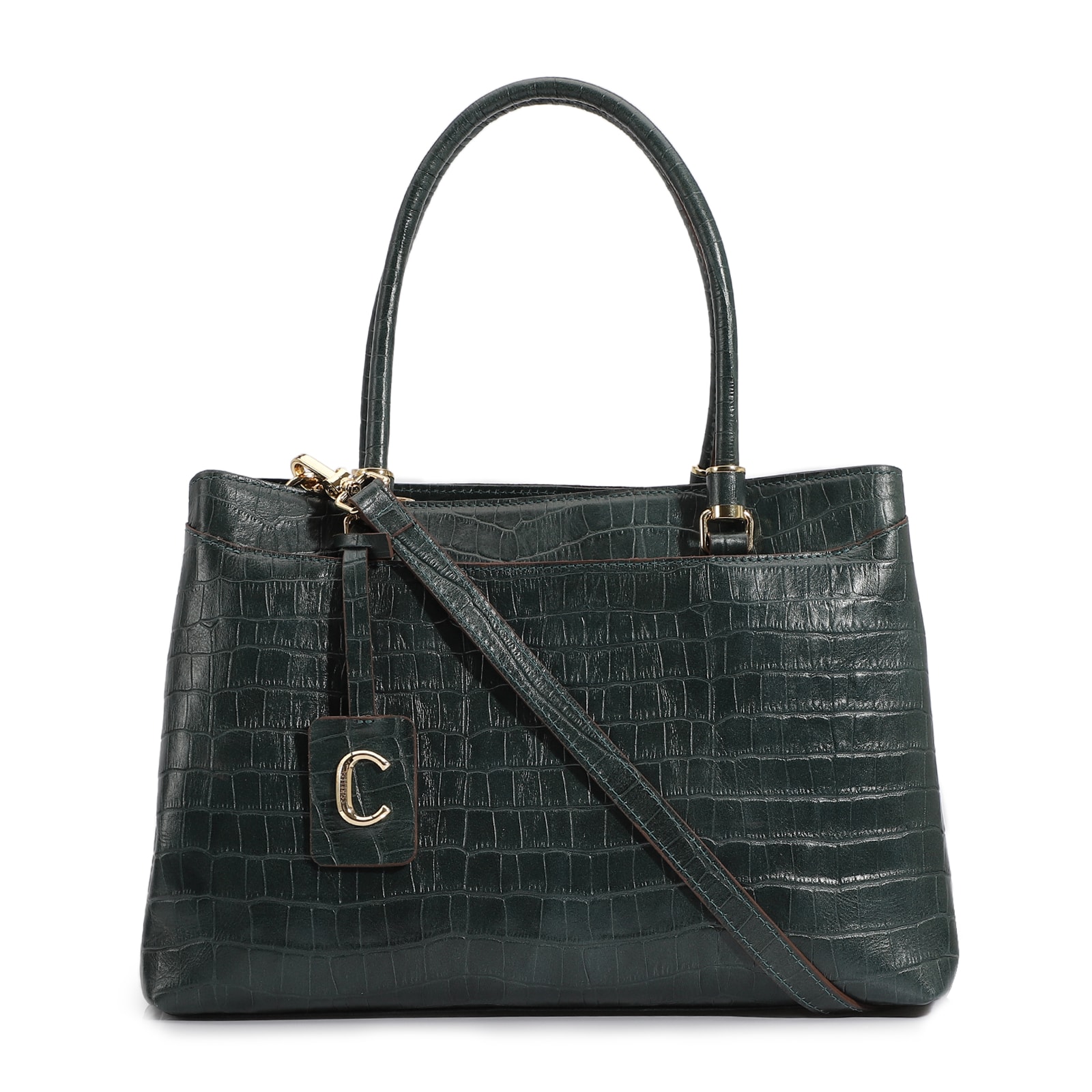 Bolsa Tote Couro Croco Verde