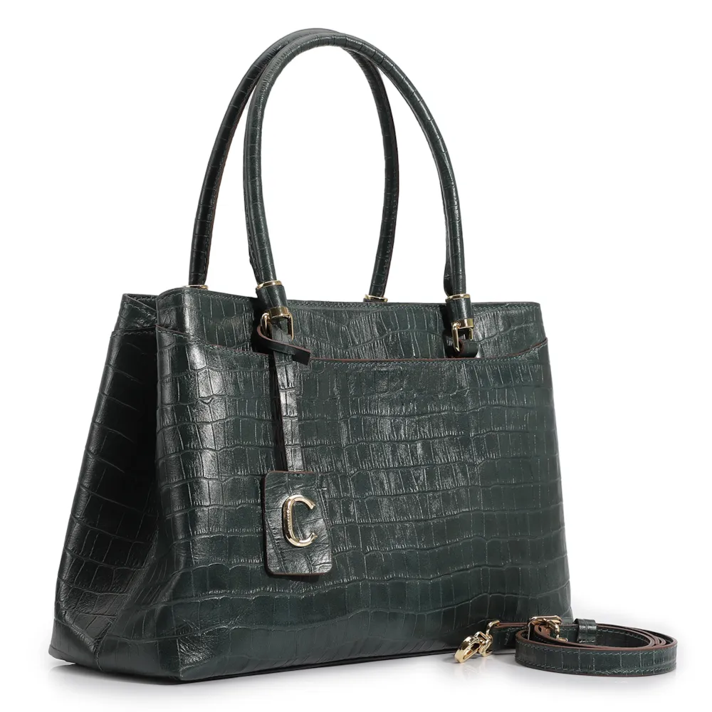 Bolsa Tote Couro Croco Verde - imagem 2
