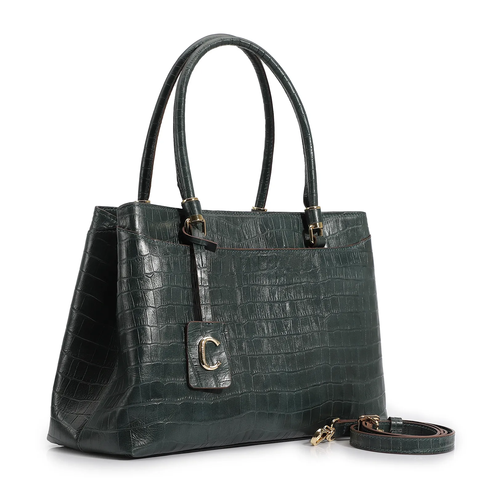 Bolsa Tote Couro Croco Verde