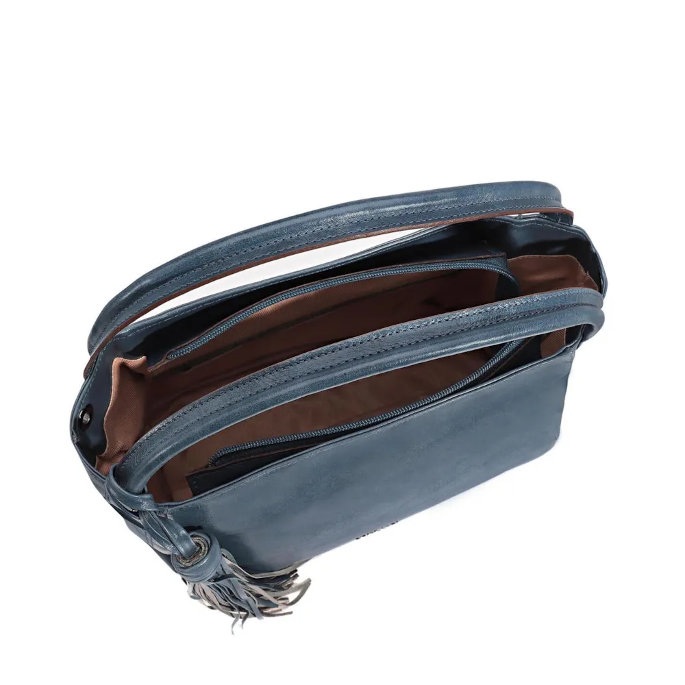 Bolsa Tote Couro Denim/Metal Pewter - imagem 4