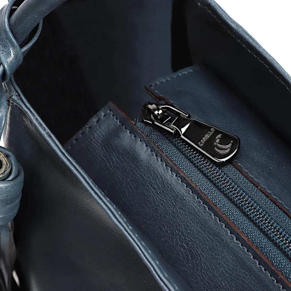 Bolsa Tote Couro Denim/Metal Pewter - imagem 6
