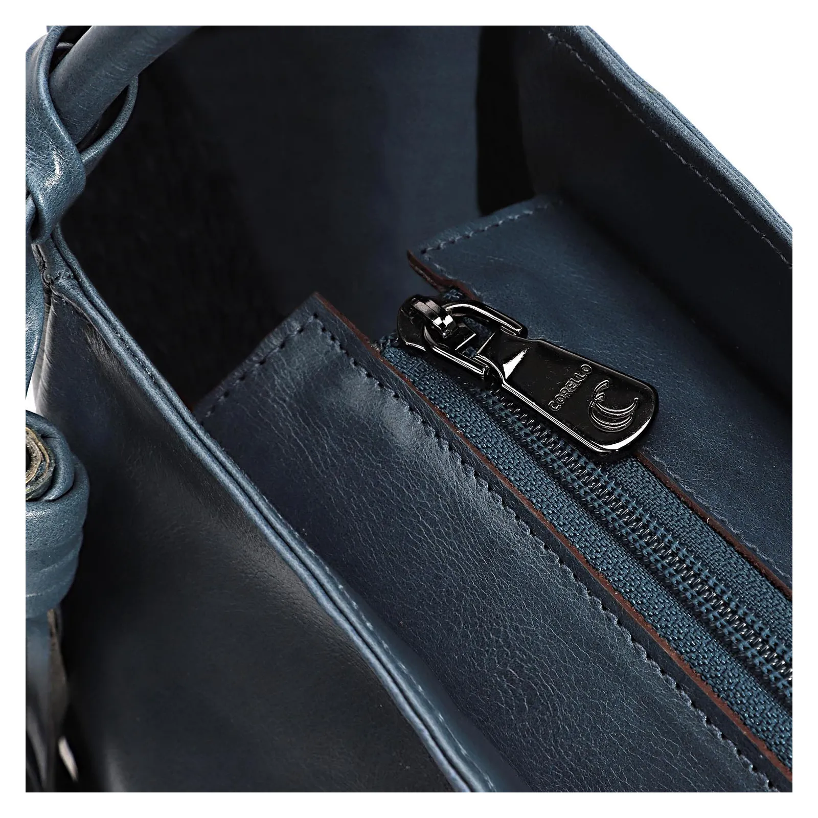 Bolsa Tote Couro Denim/Metal Pewter