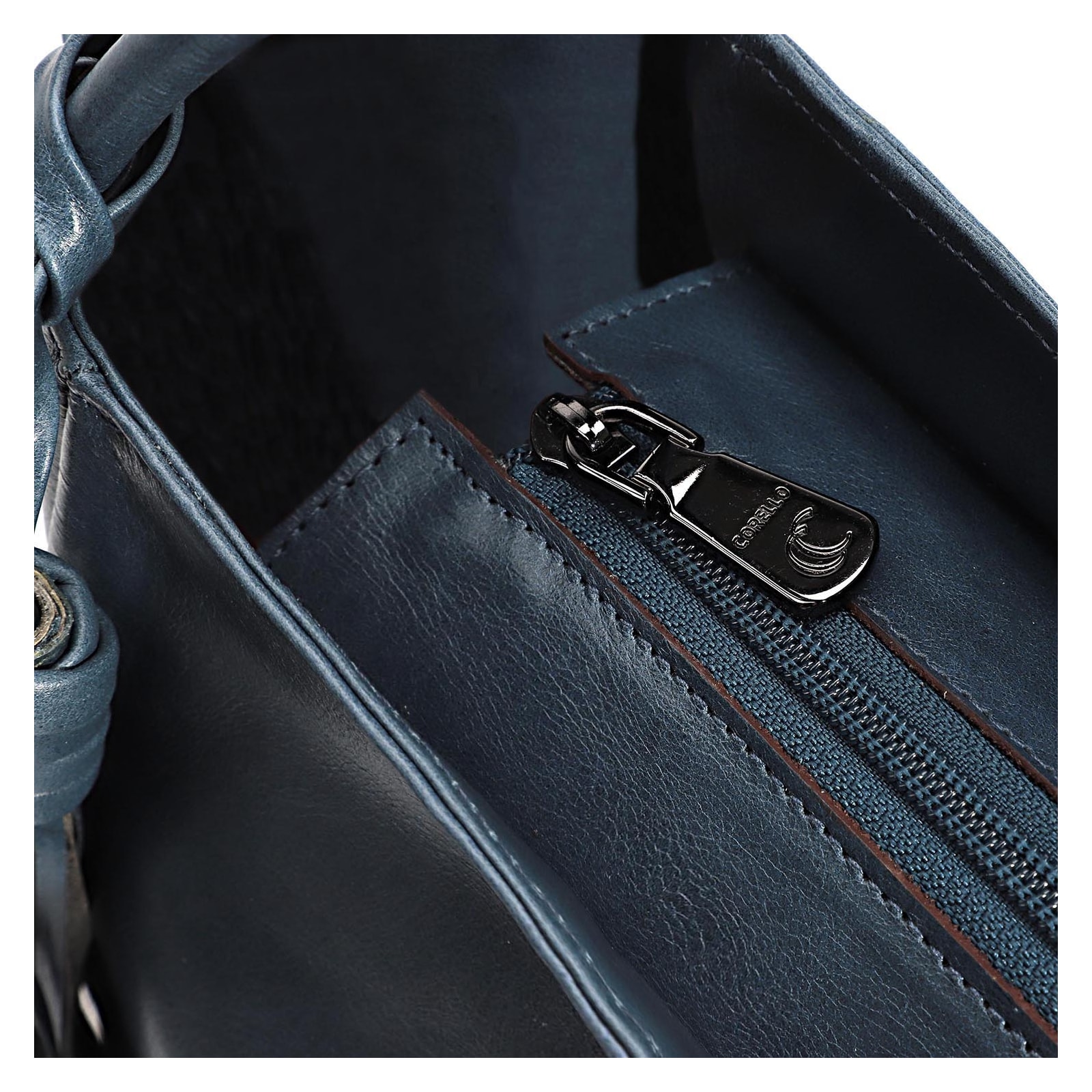 Bolsa Tote Couro Denim/Metal Pewter