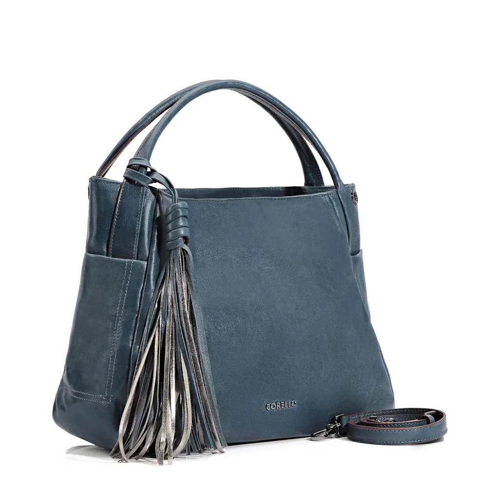 Bolsa Tote Couro Denim/Metal Pewter - imagem 2