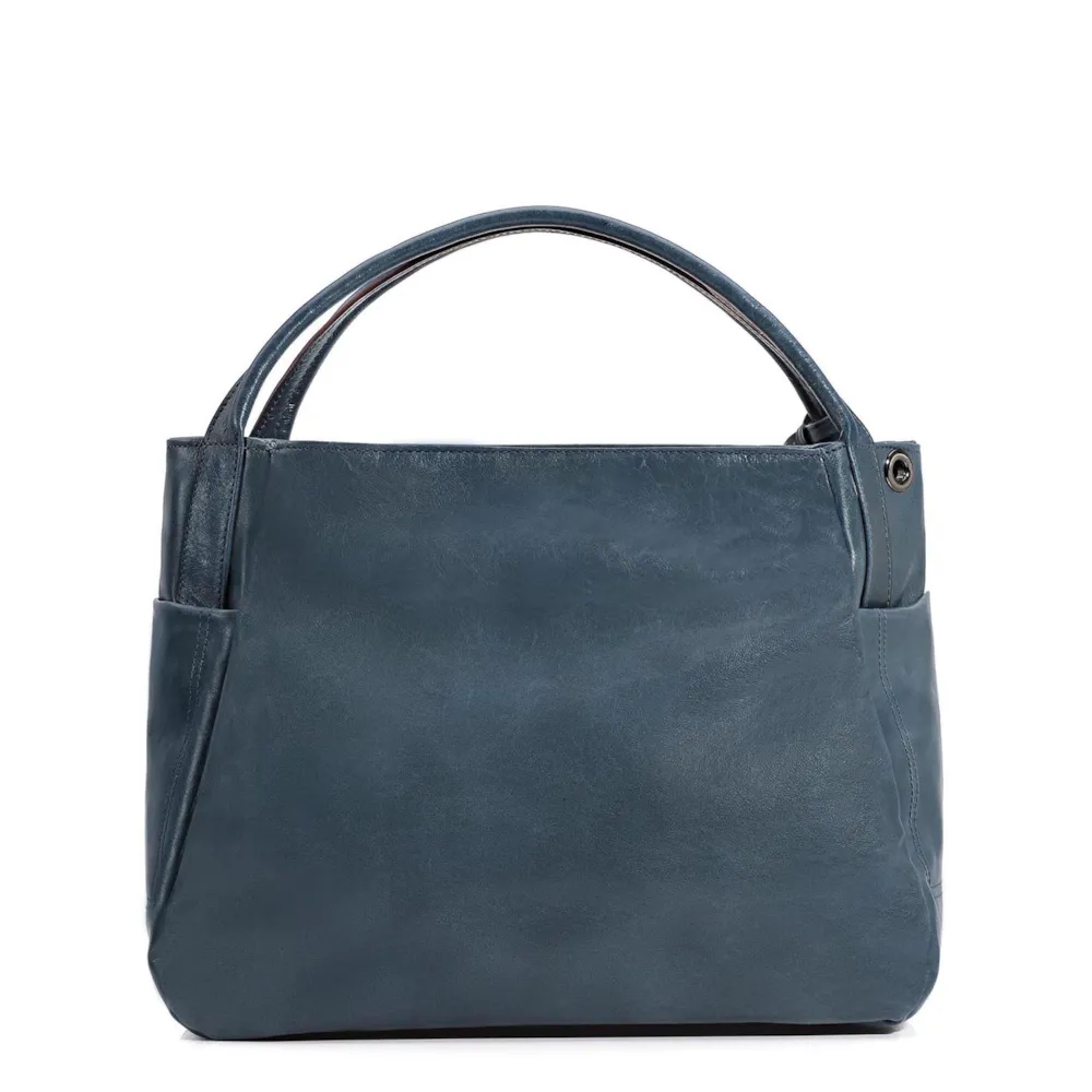 Bolsa Tote Couro Denim/Metal Pewter - imagem 3