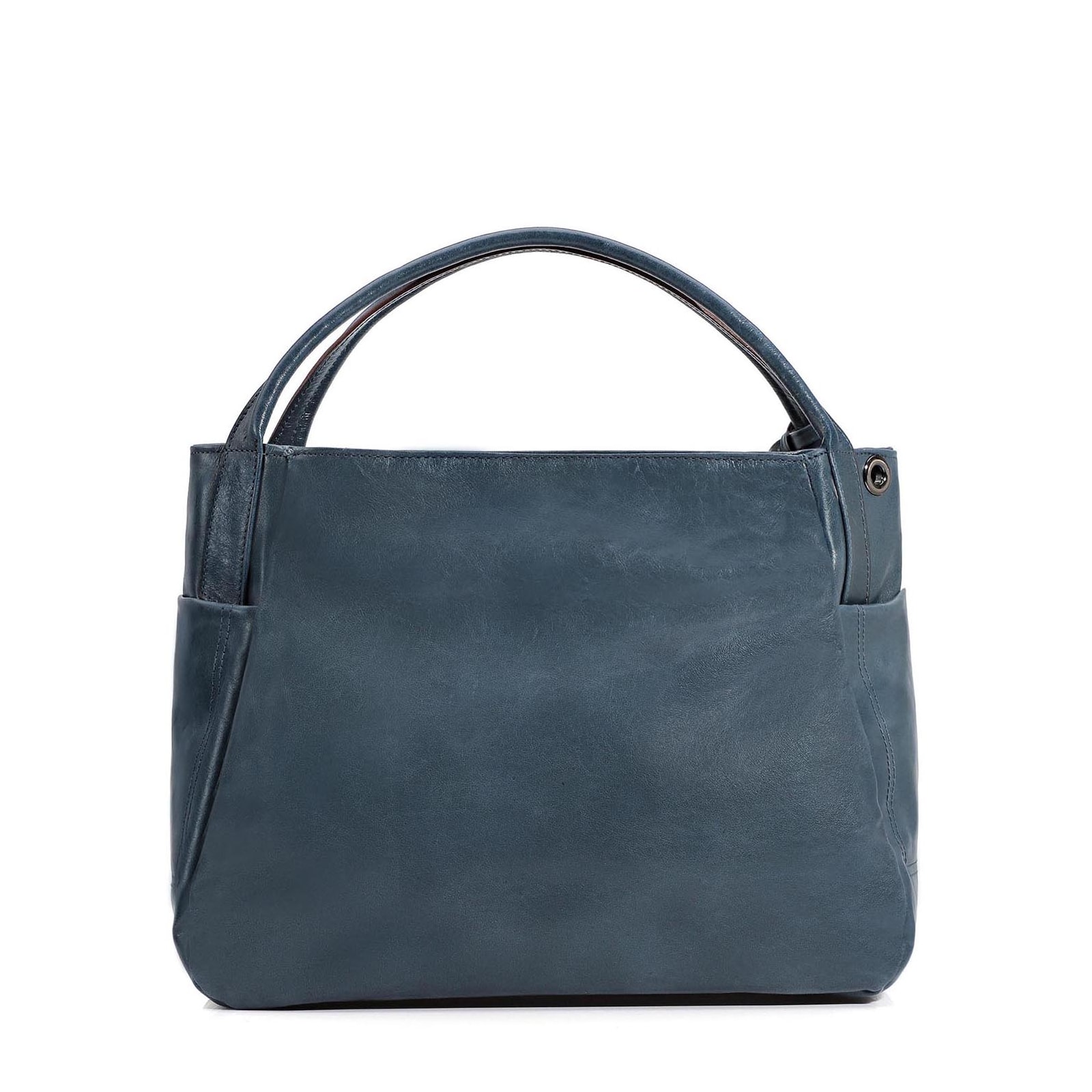 Bolsa Tote Couro Denim/Metal Pewter