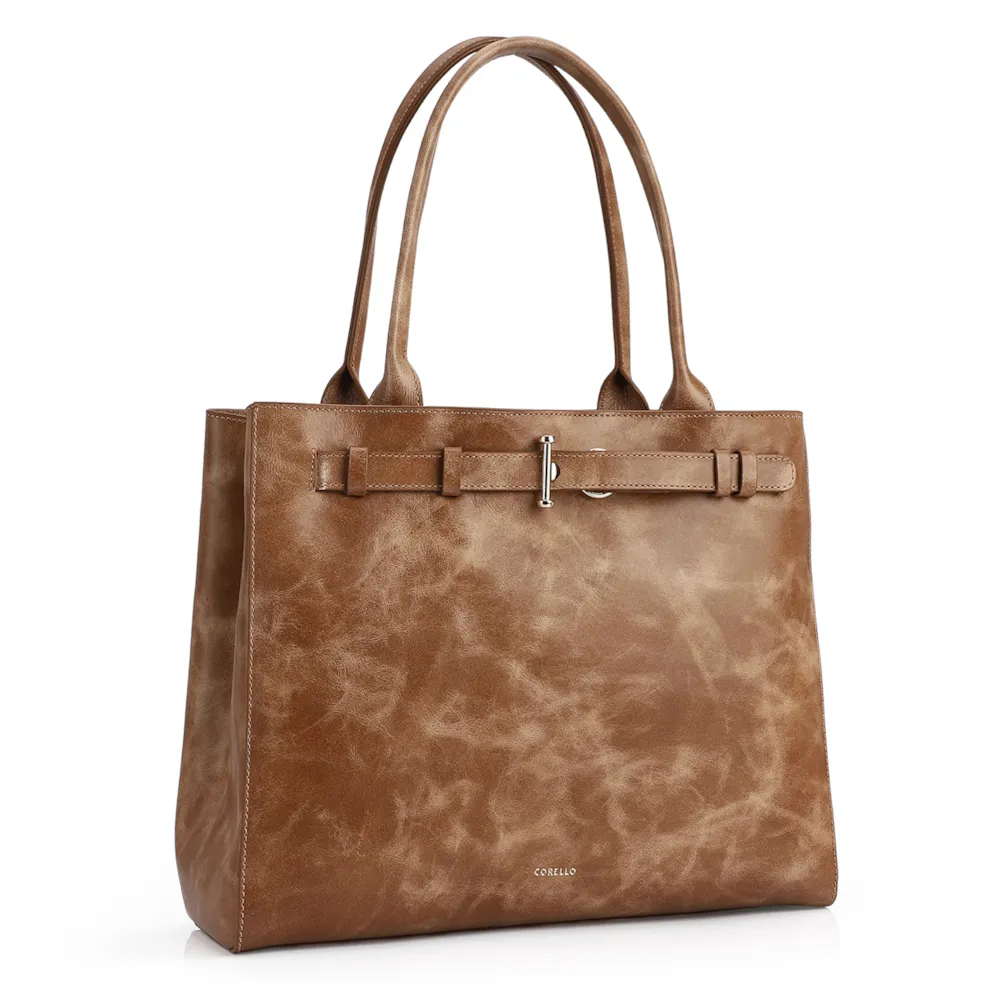 Bolsa Tote Couro Estonado Marrom - imagem 2