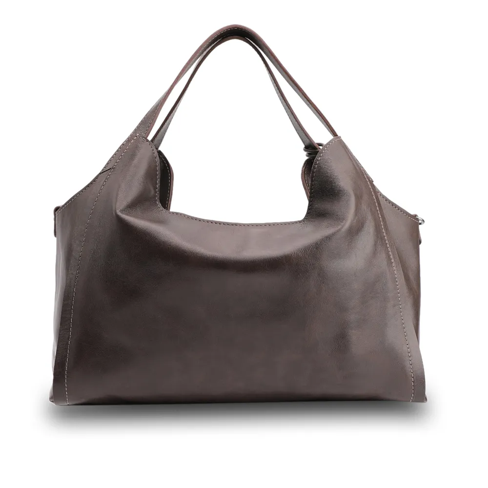 Bolsa Tote Couro Estonado Marrom - imagem 3