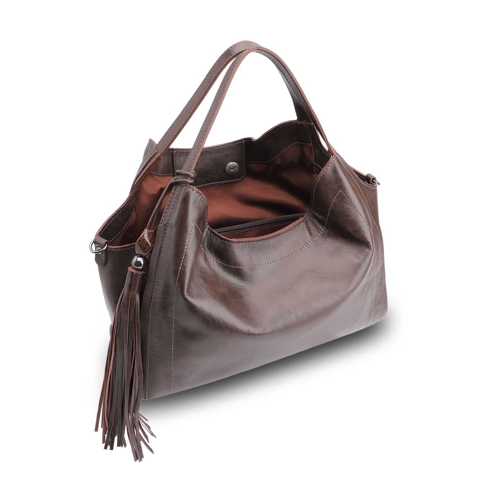 Bolsa Tote Couro Estonado Marrom