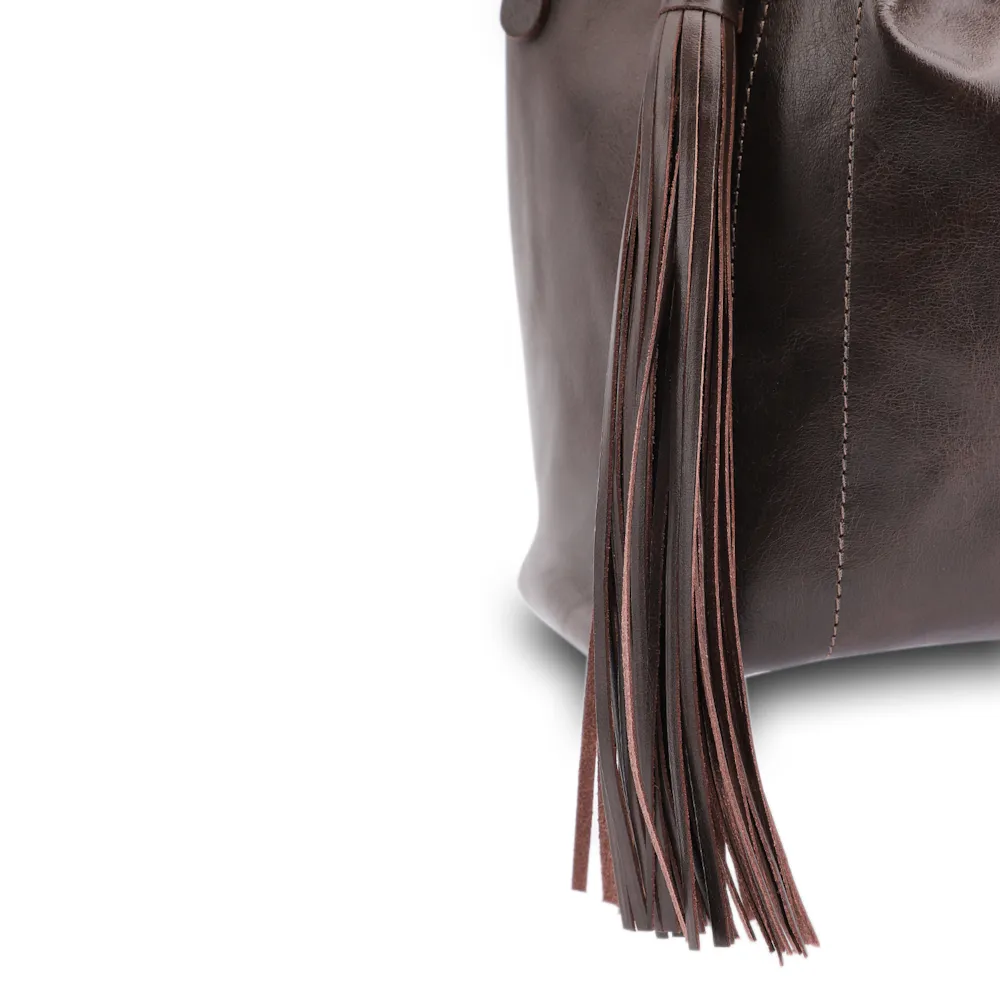 Bolsa Tote Couro Estonado Marrom - imagem 8