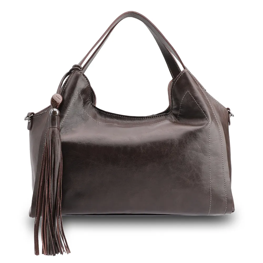 Bolsa Tote Couro Estonado Marrom