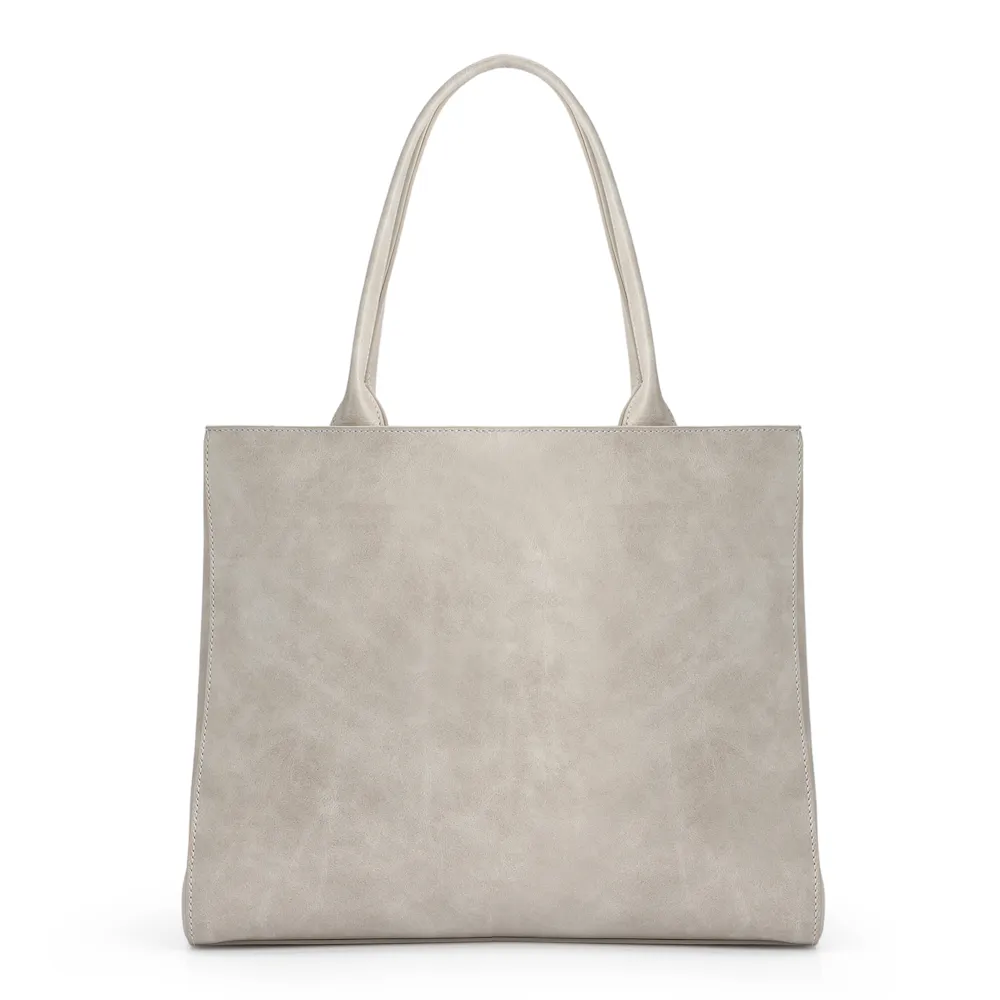 Bolsa Tote Couro Estonado Off White - imagem 4
