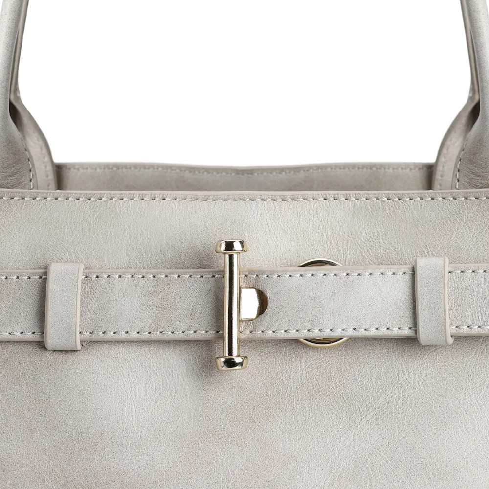 Bolsa Tote Couro Estonado Off White - imagem 6
