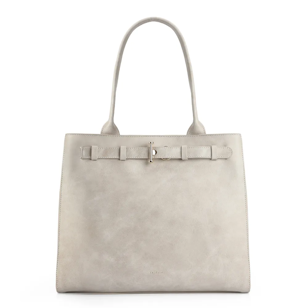 Bolsa Tote Couro Estonado Off White