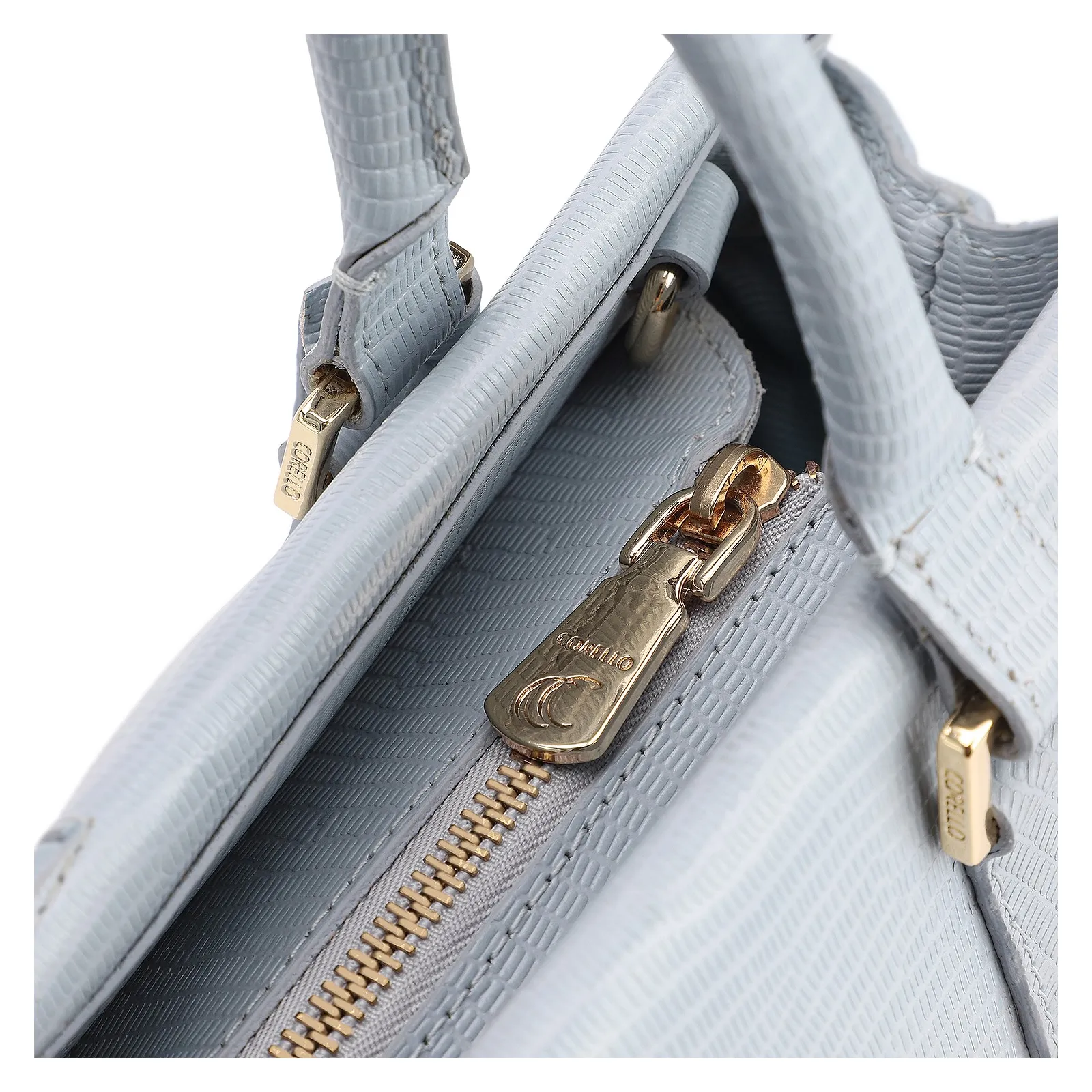 Bolsa Tote Couro Lezard Azul