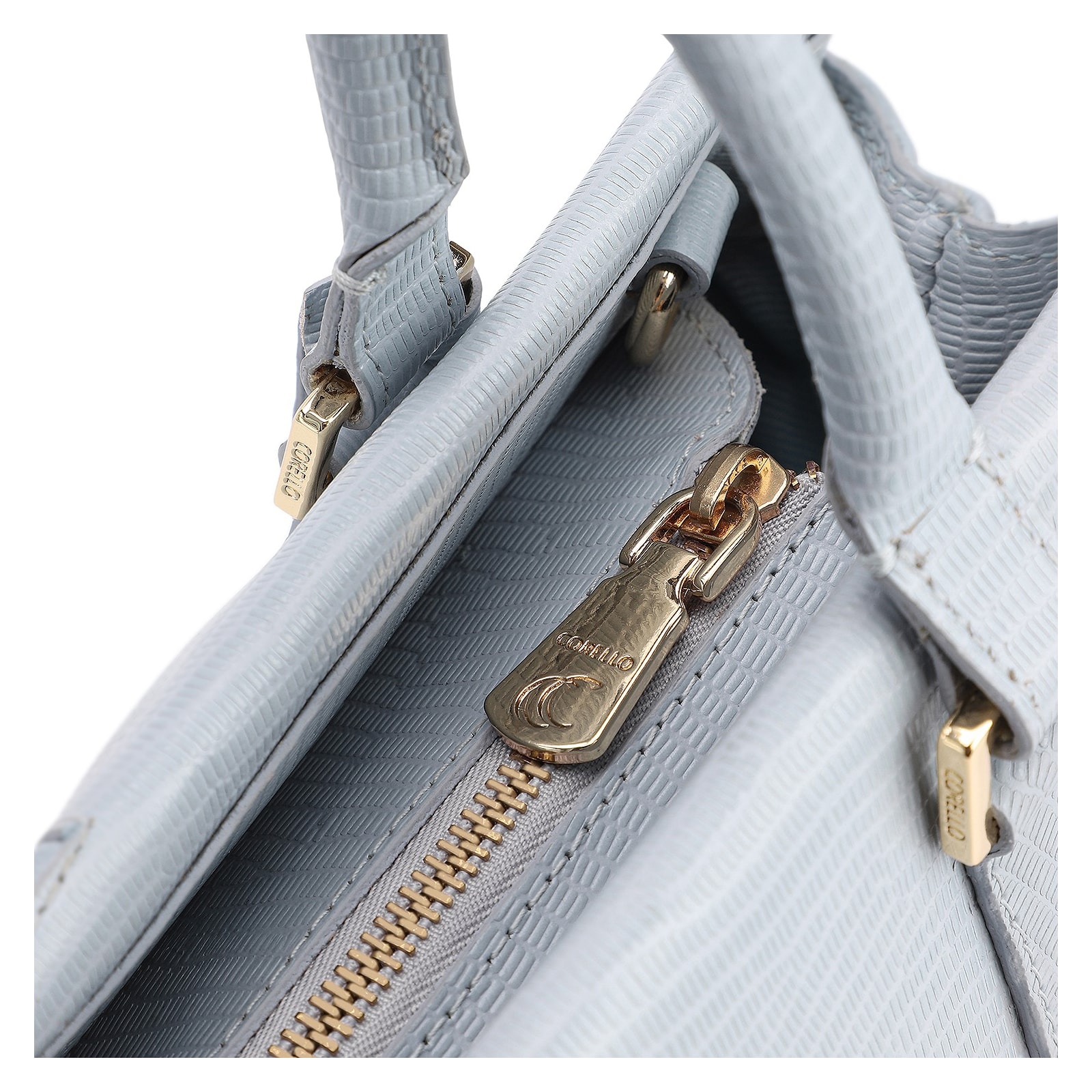 Bolsa Tote Couro Lezard Azul
